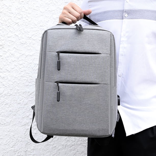 Mochila para portátil de 15.6 pulgadas, mochila de viaje delgada de negocios gris con puerto de carga USB, mochila de hombro doble de gran capacidad para la universidad y la escuela, regalos para homb