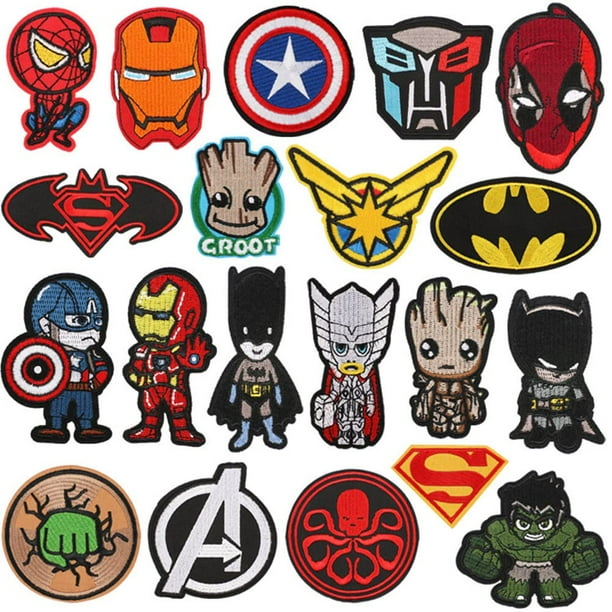 Parches decorativos con diseño de superhéroes de Nuguri para coser o planchar, 20 unidades