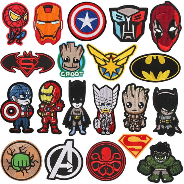 Parches decorativos con diseño de superhéroes de Nuguri para coser o planchar, 20 unidades