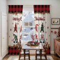 thumbnail image 5 of Christmas Gnomes Sheer Curtains 84 Inches Long, Red Black Plaid Xmas Tree Snowflake Burlap Light Filtering Window Curtains for Living Room, Rod Pocket Voile Sheer Curtain Drapes, 52"Wx84"L, 2 Panels, 5 of 9