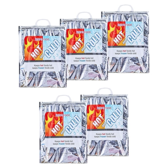 Hot and Cold Insulated Bags for Food Delivery, Grocery Shopping Bags, Food Storage for Hot and Frozen Food for Travel, Disposable Cooler Bag, Reinforced Thermal Lunch Bag (5, 13.5"x17.5")
