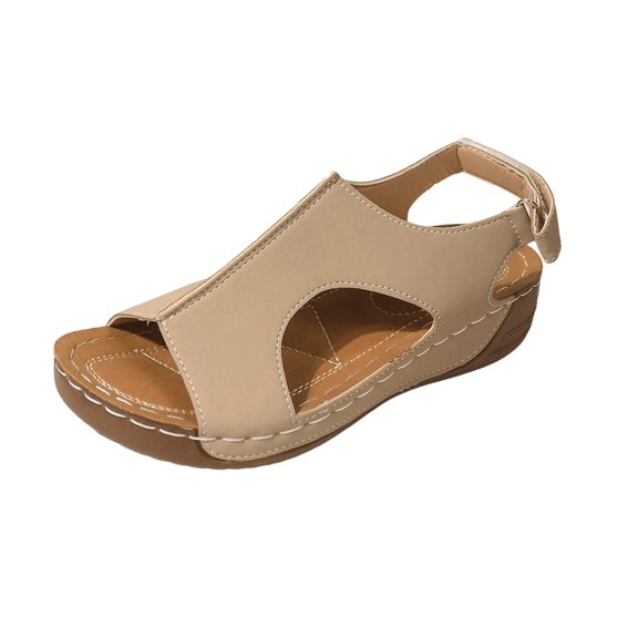Summer Sandals for Women 2026 Wide Width Wedge Sandals Orthopedic Arch Support Comfortable Casual Summer Slip on Flat Slippers Plus Size Open Toe Platform Beach Vacation Dressy Slingback Wedges, 38