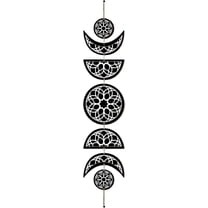 7 Pcs Moon Phase Wall Decor Boho Moon Wall Hanging Display Nordic Wood Wall Art Flower Hollow Home Decoration Wall Mounted Decal Display Ornament for Living Room Apartment 31x6.2 Inch Colorful