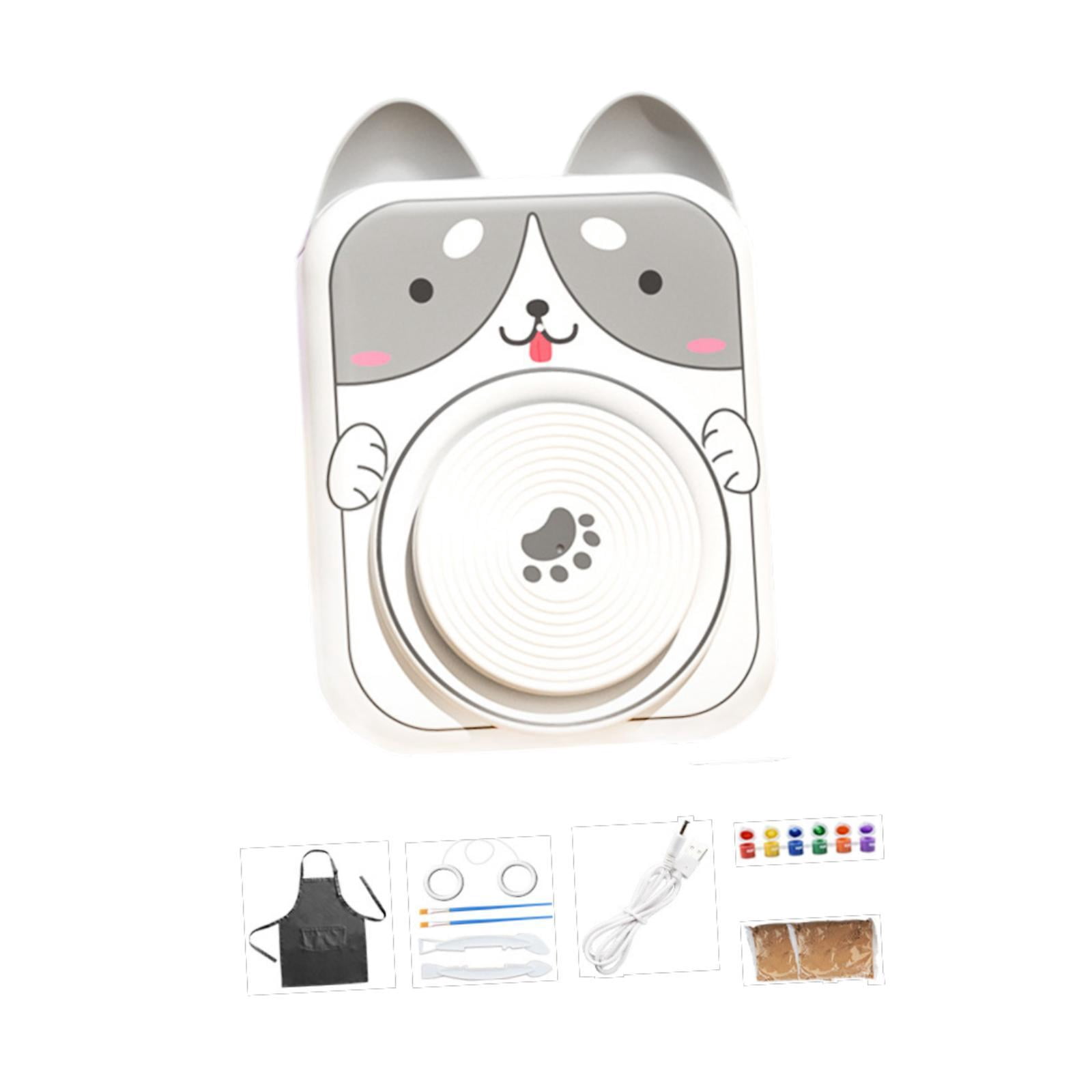 Tachiuwa Electric Pottery Wheel Set for Kids Porcelain Machine ,DIY Pigments, Beginner Pottery Machine Complete Pottery Kit Dog