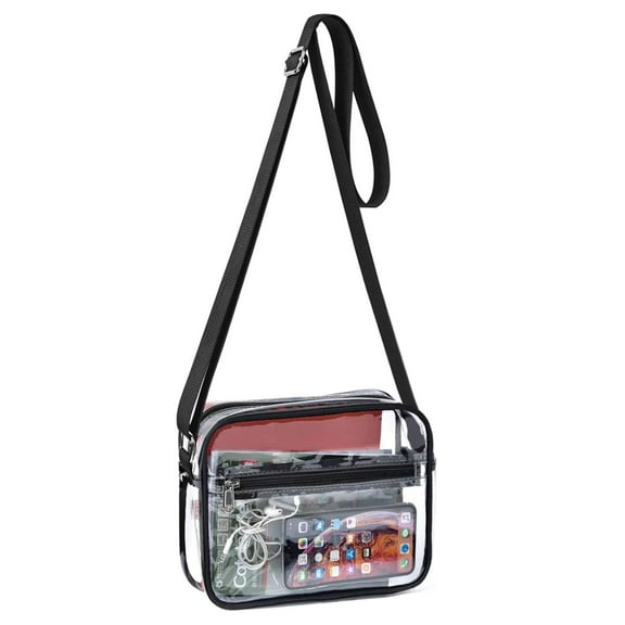 TSV Stadium Approved Clear Crossbody Bag, Waterproof Shoulder Purse Bag with Adjustable Strap for Concerts