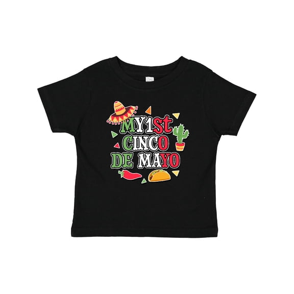 Inktastic My 1st Cinco De Mayo with Sombrero Red Chili Pepper Taco and Cactus Boys or Girls Baby T-Shirt