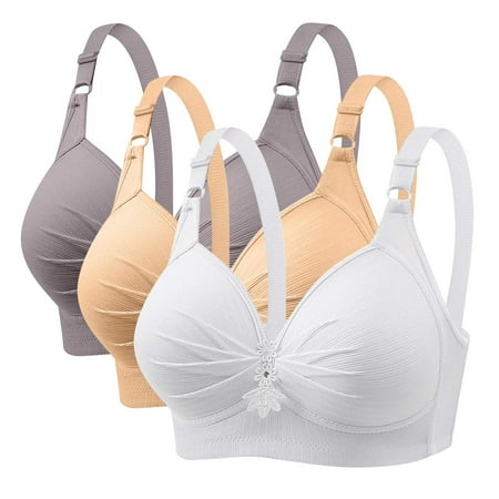 GERsome Women s Pack of 3 Assorted Color Push Up Bra Full Coverage Bras Lace Padded Underwire Plunge Floral 3PCS#Gray/White/Beige S38/85BC