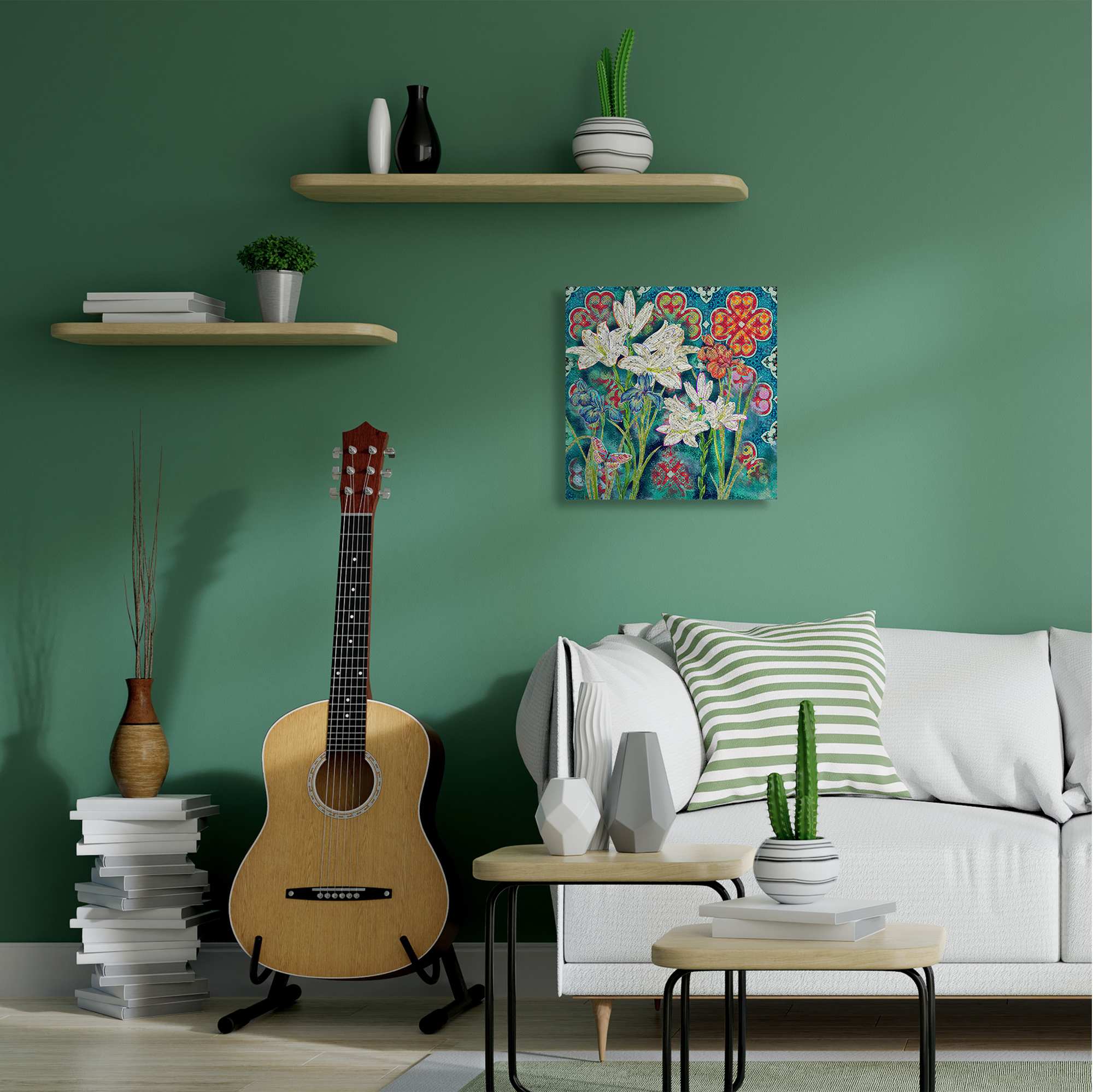 Stupell Industries Vibrant Lilies Abstract Butterfly Geometric Pattern Canvas Wall Art by Sangita Bachelet