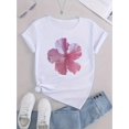 thumbnail image 2 of 1pc Women'S Floral Print T-Shirt, Casual Crew Neck Short Sleeve Top, Polyester Knit Fabric with Medium Stretch, All-Season Fashion Tee, Comfortable Summer Wear, 2 of 6