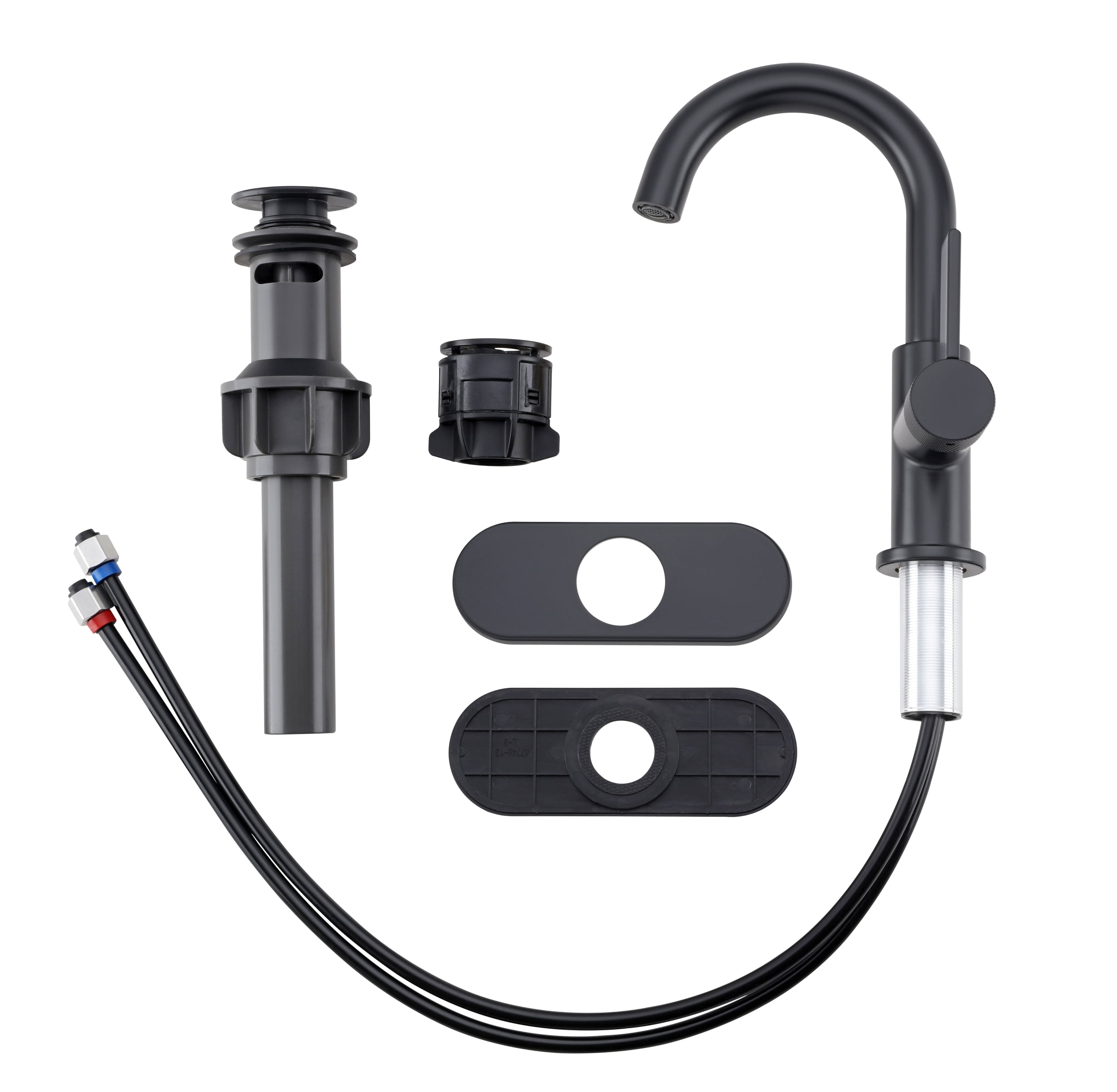 Better Homes & Gardens Matte Black Single Handle High-Arc Bathroom Faucet with Knurled Handle