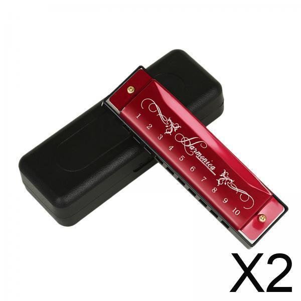 2xHarmonica Deluxe Armónica Diatónica Armónica Regalos Órgano Bucal Profesional Rojo