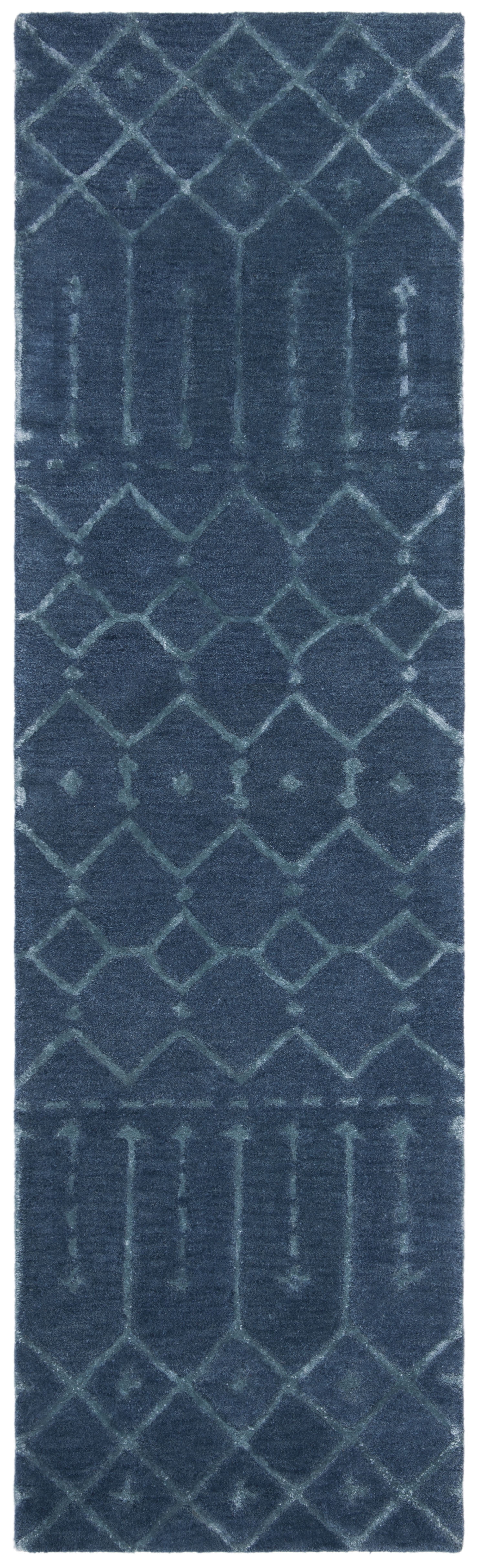 SAFAVIEH Himalaya Darin Geometric Wool Runner Rug, Navy/Silver, 2'3" x 8'