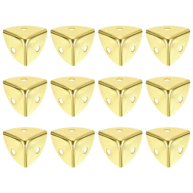 Uxcell 12 Pack Decorative Box Corner Cover, 18mm Metal Edge Guard, Furniture Corner Edges Protector, Gold