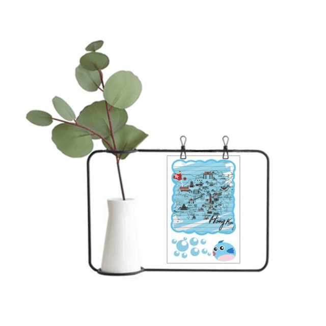 Hong Kong Local Map Art Deco Fashion Transparent Glass Hanging Vases Decoration Bottle