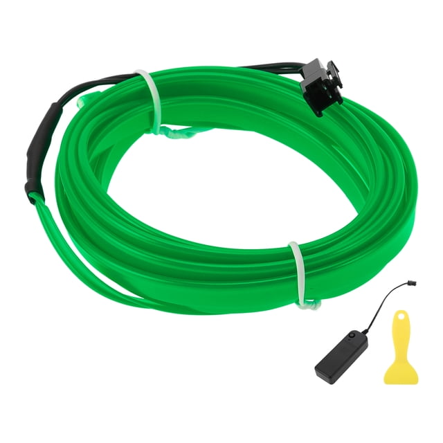 Cuerda de luz LED EL de 2m Unique Bargains, tira de luz de neón flexible para iluminación interior de automóviles, caja de batería (3V) verde
