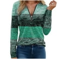thumbnail image 2 of Ashirexll Long Sleeve Shirts for Women Long Sleeve Tops Casual V-Neck Zipper Splicing Color Long Sleeve Blouse, 2 of 6