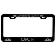 R and R Imports Oahu Hawaii Laser Etched Vanity Black Metal License Plate Frame