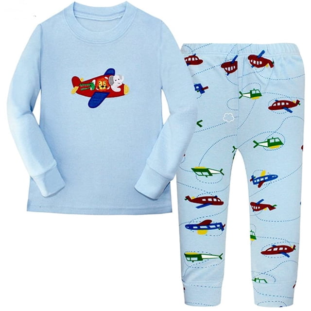 Conjunto de pijama de manga larga para niños pequeños 100% algodón Ropa de dormir 2-7 años Adepaton WMCH-154