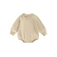 thumbnail image 1 of ZAXARRA Combinaisons pour Bébés Filles Garçons Chandails en Molleton Couleur Unie Manches Longues Col Rond Combinaisons Automne Hiver Justaucorps Bébé, 1 of 9