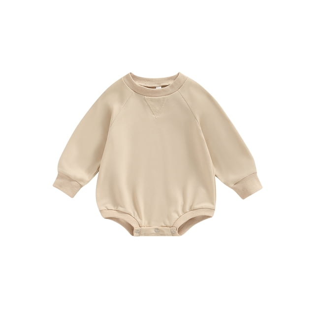 ZAXARRA Combinaisons pour Bébés Filles Garçons Chandails en Molleton Couleur Unie Manches Longues Col Rond Combinaisons Automne Hiver Justaucorps Bébé