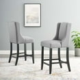 thumbnail image 2 of Counter Stool Chair, Set of 2, Fabric, Wood, Light Grey Gray, Modern Contemporary Urban Design, Bar Pub Cafe Bistro Hotel Restaurant Hospitality, 2 of 7