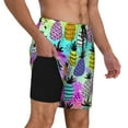 thumbnail image 3 of Picia Graffiti Pineapples pattern Mens Swim Trunks with Compression Liner Stretch Beach Shorts Quick Dry with Zipper Pockets No-Chafing Board Shorts-3X-Large, 3 of 9