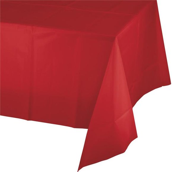 Group 54 x 108 in. Classic Red Plastic Tablecover, Pack of 12