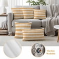 thumbnail image 6 of Burnt Orange Striped Outdoor Waterproof Pillow Covers, Farmhouse Vintage Stripes Decorative Square Throw Pillowcase Sofa Cushion Sham for Patio/Couch/Chair, 20"x20" 2 Pack, 6 of 8