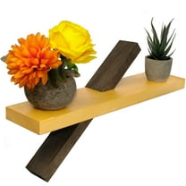 Excello Global Products Geometric Floating Wall Shelf -  Easy to Assemble Modern - Decor for Kitchen, Living Room, Bedroom, Office (Dark Brown & Natural Wood) - EGP-HD-0399