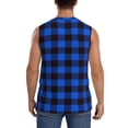 thumbnail image 4 of Xecao Buffalo Plaid Blue Black Print Men's Tank Top: Sleek Sleeveless Tee for Casual Sports and Beach Occasions-Small, 4 of 7