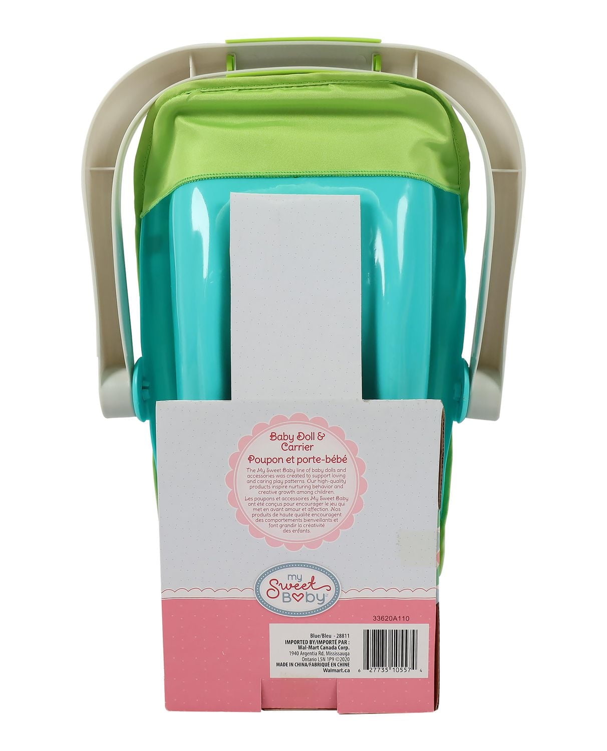 My Sweet Baby 13-inch Baby Doll with Carrier and Handle Play Set, Blue Eyes, Light Skin Tone, Blue Theme