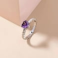 thumbnail image 5 of Guodhu Heart Shape Amethyst Silver Plated Twisted Rope Band Promise Ring for Her Engagement Wedding Anniversary Mothers Day Gift for Women Bride Mom Wife, 5 of 9