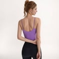 thumbnail image 5 of Women's Spaghetti Strap Activewear Tank with Built-In Bra and Seamless Longline Fit for Workout or Yoga - Medium, Purple, 5 of 7