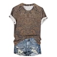 thumbnail image 4 of Cmfcve Summer Shirts for Women Round Neck Button Tunic Blouse Short Sleeves Printed Beach Tee Shirt, 4 of 6