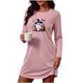 thumbnail image 2 of Stamzod House Dress for Women Halloween Print Long Sleeve T Shirt Nightgown Soft Crew Neck Short Sleep Shirt XXL, 2 of 7