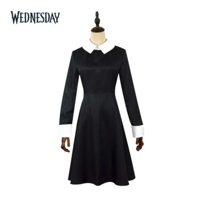 Wednesday Addams Cosplay disfraz mujer niña Wednesday Cosplay vestido trajes Vintage negro gótico estampado Halloween niños ropa Gao Jinjia LED