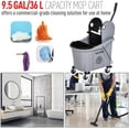 thumbnail image 4 of 21.25" L x 16.25" W x 36" H Large Cleaning Bucket with Wheels for Easy Cleaning, Commercial Rectangular Mop Bucket (Gray), 4 of 8