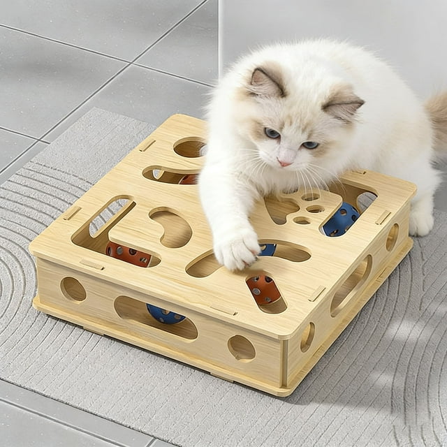 Sentmoon Kittens Toys Toys for Cats Pet Box Interactive Digging Construction Scene With Indoor Pet Puzzle Game For Mental Stimulation And Exercise Includes Random Color Balls
