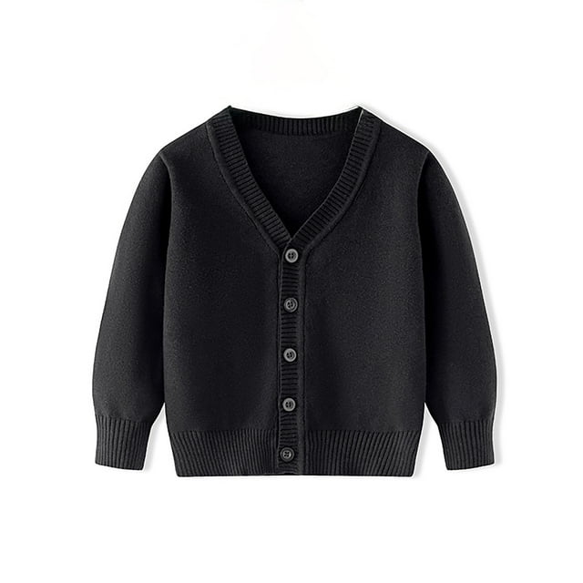 Liyamei Unisex Boy' Girls' Cardigans Sweater V Neck Long Sleeve Button Soild Knit Sweaters For 2 10 Years