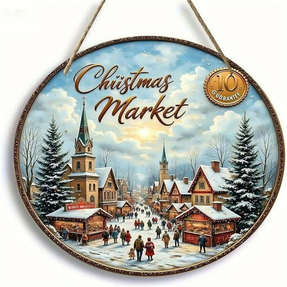 Hometravel Wooden Christmas Ornament, 7.8 Inch HD Printed Tree Decoration, Festive Hanging Accent for Holiday Display, Seasonal Home Decor Item