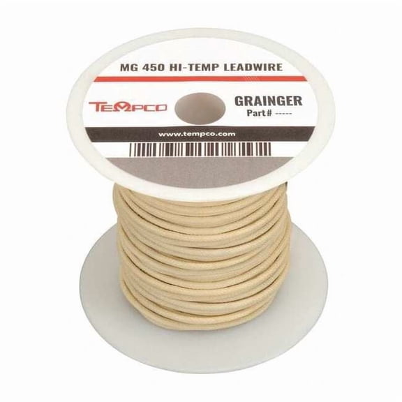 Tempco High Temp Lead Wire, MG, 12 AWG, Natural, 100 ft LDWR-1014