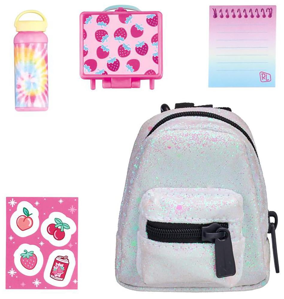 REAL LITTLES Mini Backpack 6 SURPRISES Shopkins SCHOOL SUPPLIES Shiny Purple 