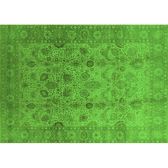 Ahgly Company Indoor Rectangle Oriental Green Traditional Area Rugs, 5' x 8'