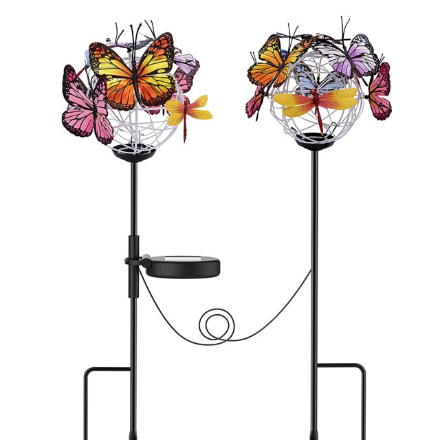 Lámpara solar para exteriores, luz de mariposa, decoración de jardín, luz solar de pila con decoración de mariposa
