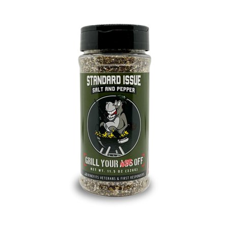 Standard Issue Salt & by As - Premium Gourmet Black & Salt Great for Meat, Poultry, Seafood, Pasta, & Veggies - Use for Marinating - Veteran Owned - 11.5 Oz