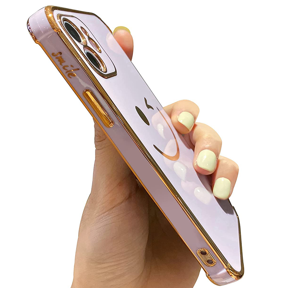 Tzomsze iPhone 11 Case, Cute Luxury Golden Plating Smile Face with [All