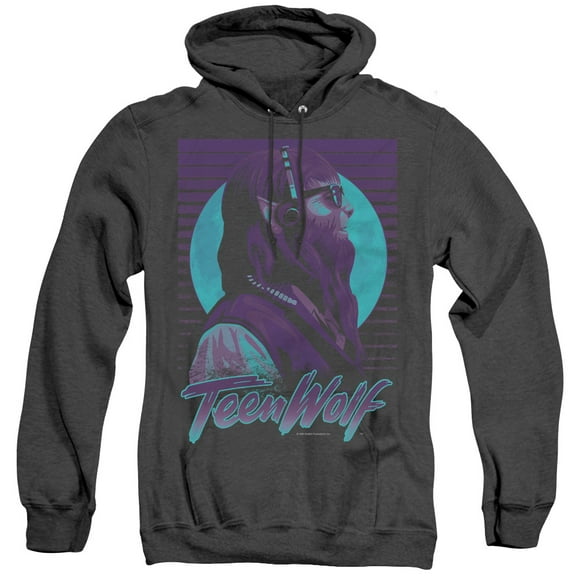 Teen Wolf Headphone Wolf Adult Heather Hoodie Sweatshirt Black