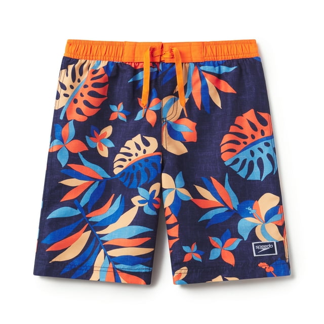 Speedo Boy's UV Protection Swim Trunk Redondo Printed 17" Boardshort - Scarlet Ibis, Size S