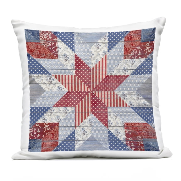 Stupell Industries Patriotic Quilt Pattern Design by Susan Arnot Outdoor Printed Pillow
