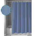 thumbnail image 3 of Extra Long Shower Curtain 72x84 Inch, Dark Blue Striped Shower Curtain Waterproof Bathroom Decor Modern Beige Geometric Country Fabric Bath Curtain Set Accessories with Hooks, 3 of 6